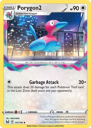 Porygon2 141/196  - Reverse Holofoil SWSH11 Lost Origin - Uncommon