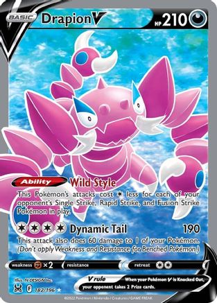 Drapion V (Full Art) 182/196  - Holofoil SWSH11 Lost Origin - Ultra Rare