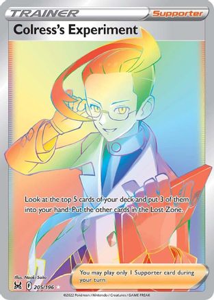 Colress's Experiment (Secret) 205/196  - Holofoil SWSH11 Lost Origin - Secret Rare