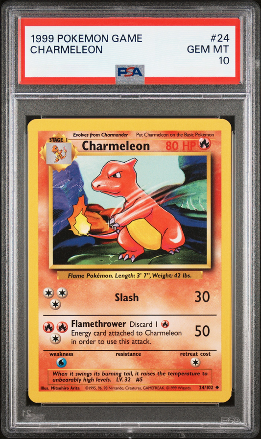 PSA 10 - 1999 Pokemon Base Set #24 Charmeleon