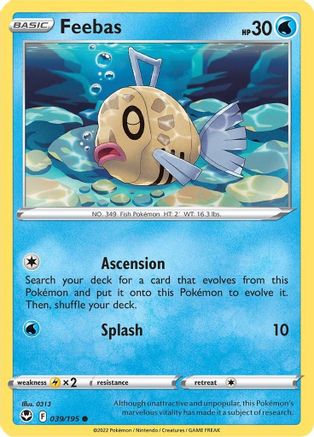 Feebas 039/195  - Reverse Holofoil SWSH12 Silver Tempest - Common