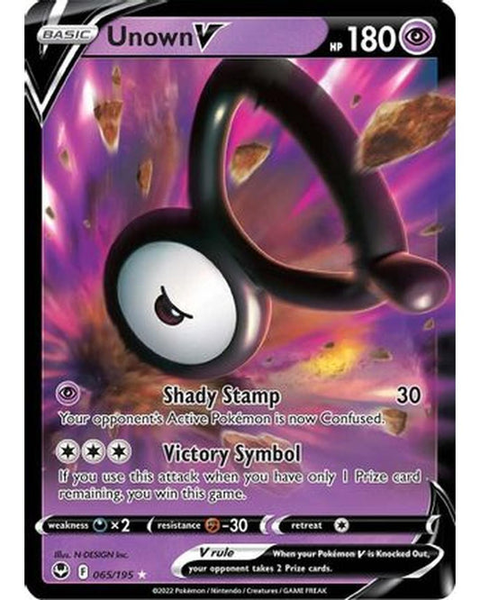Unown V 065/195  - Holofoil SWSH12 Silver Tempest - Ultra Rare