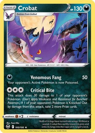 Crobat 105/195  - Holofoil SWSH12 Silver Tempest - Holo Rare