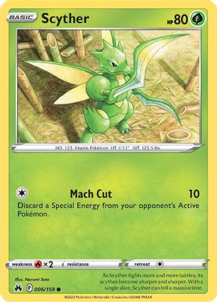 Scyther 006/159  - Reverse Holofoil Crown Zenith - Common