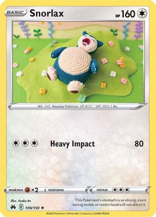Snorlax 109/159  - Reverse Holofoil Crown Zenith - Rare
