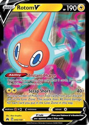 Rotom V 045/159  - Holofoil Crown Zenith - Ultra Rare
