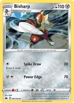 Bisharp 093/159  - Reverse Holofoil Crown Zenith - Uncommon