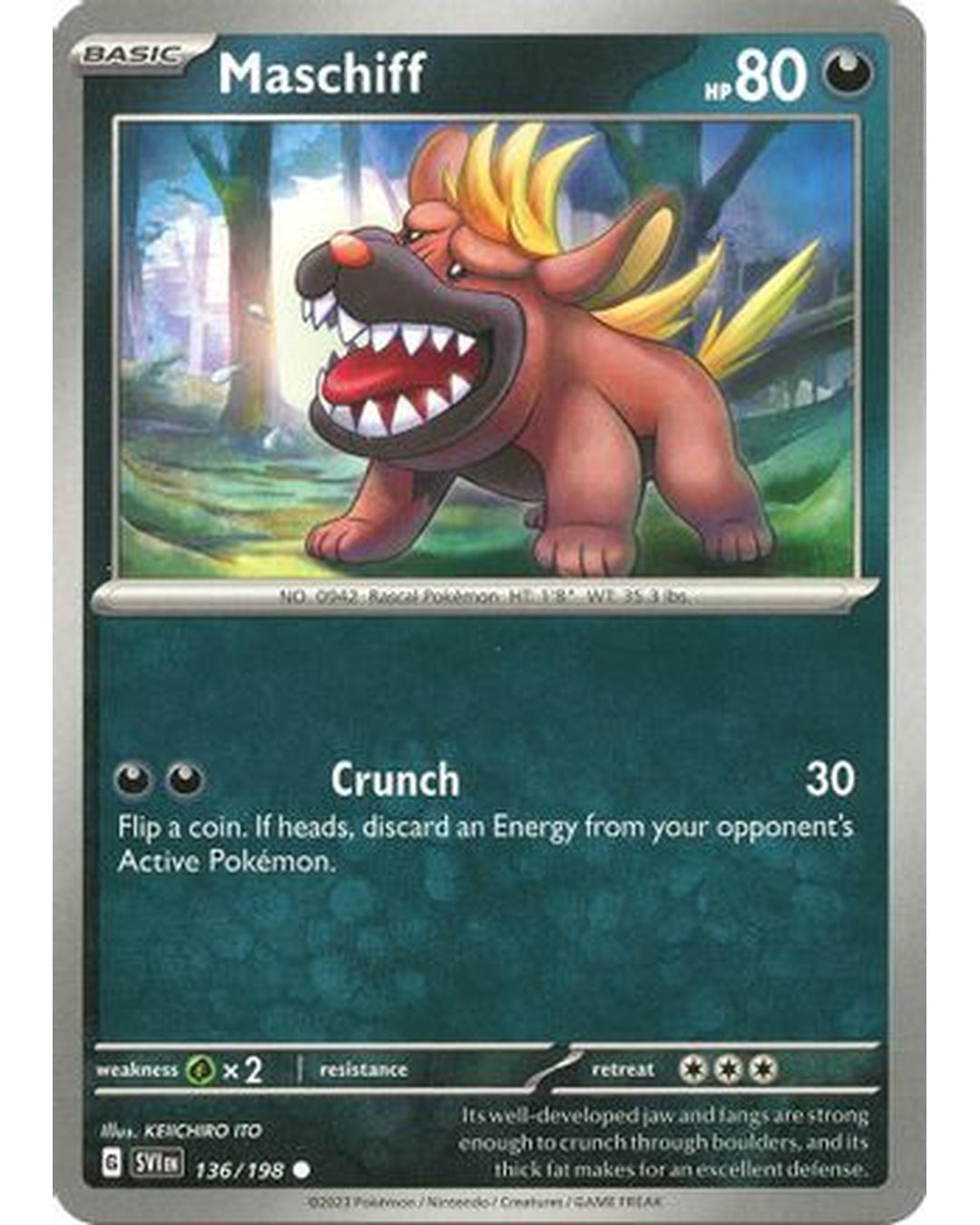 Maschiff 136/198  - Reverse Holofoil SV01 Scarlet & Violet Base Set - Common