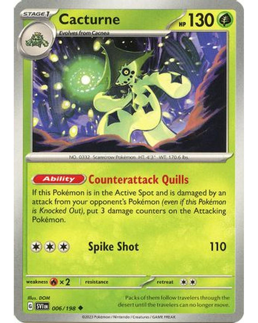 Cacturne 006/198  - Reverse Holofoil SV01 Scarlet & Violet Base Set - Uncommon