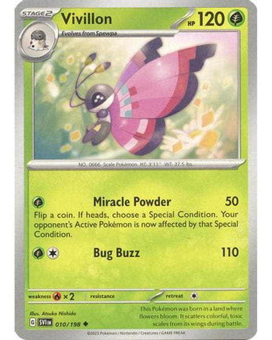 Vivillon 010/198  - Reverse Holofoil SV01 Scarlet & Violet Base Set - Uncommon