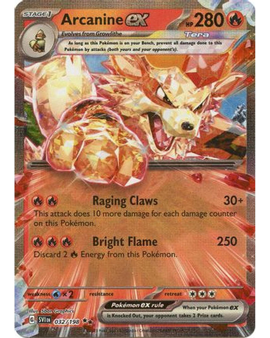 Arcanine ex 032/198  - Holofoil SV01 Scarlet & Violet Base Set - Double Rare
