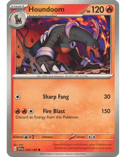 Houndoom 034/198  - Reverse Holofoil SV01 Scarlet & Violet Base Set - Common