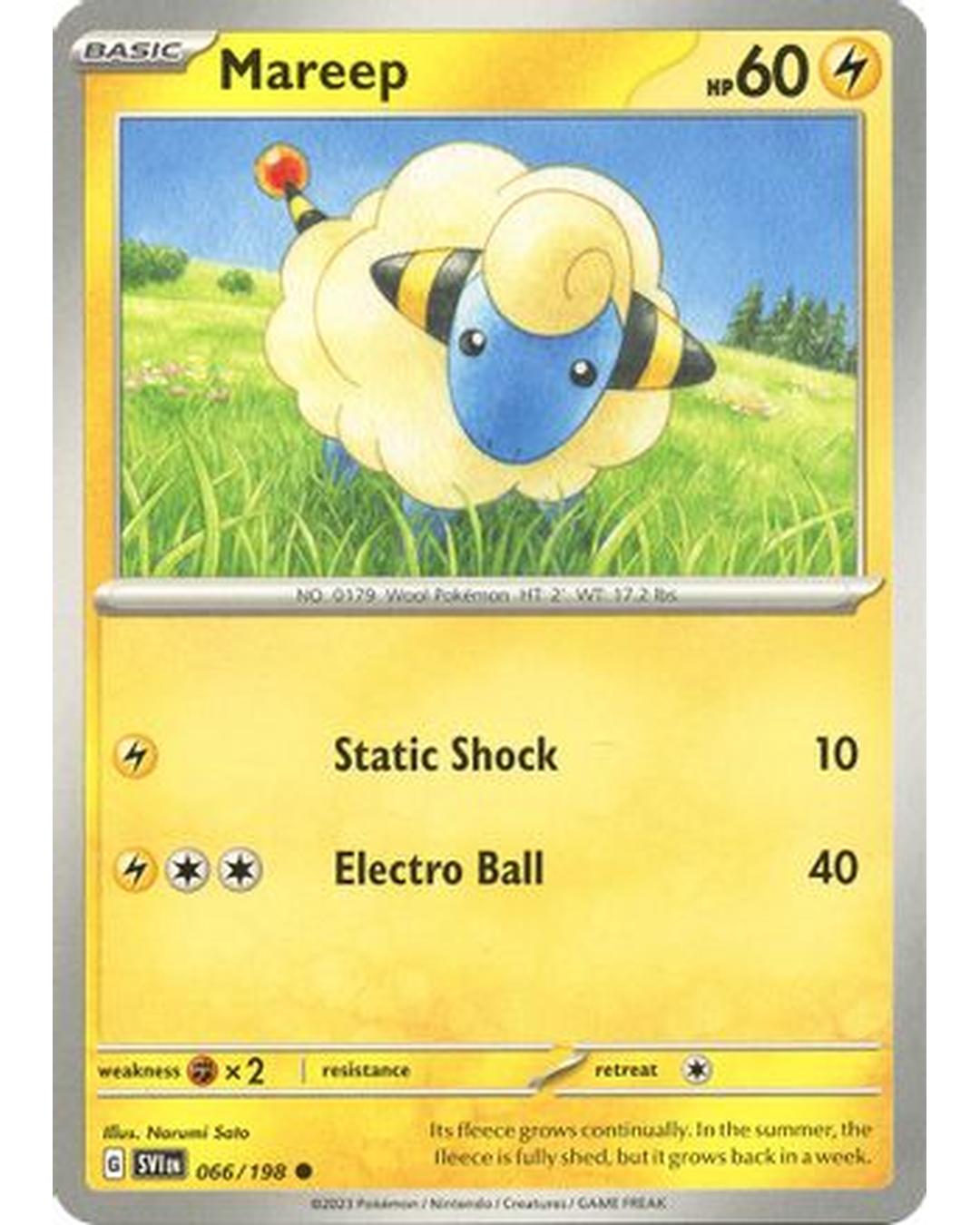 Mareep 066/198  - Reverse Holofoil SV01 Scarlet & Violet Base Set - Common