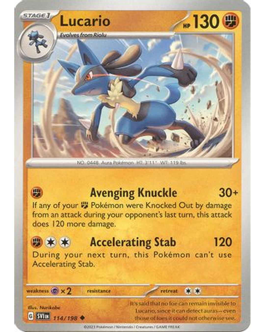 Lucario 114/198  - Reverse Holofoil SV01 Scarlet & Violet Base Set - Uncommon