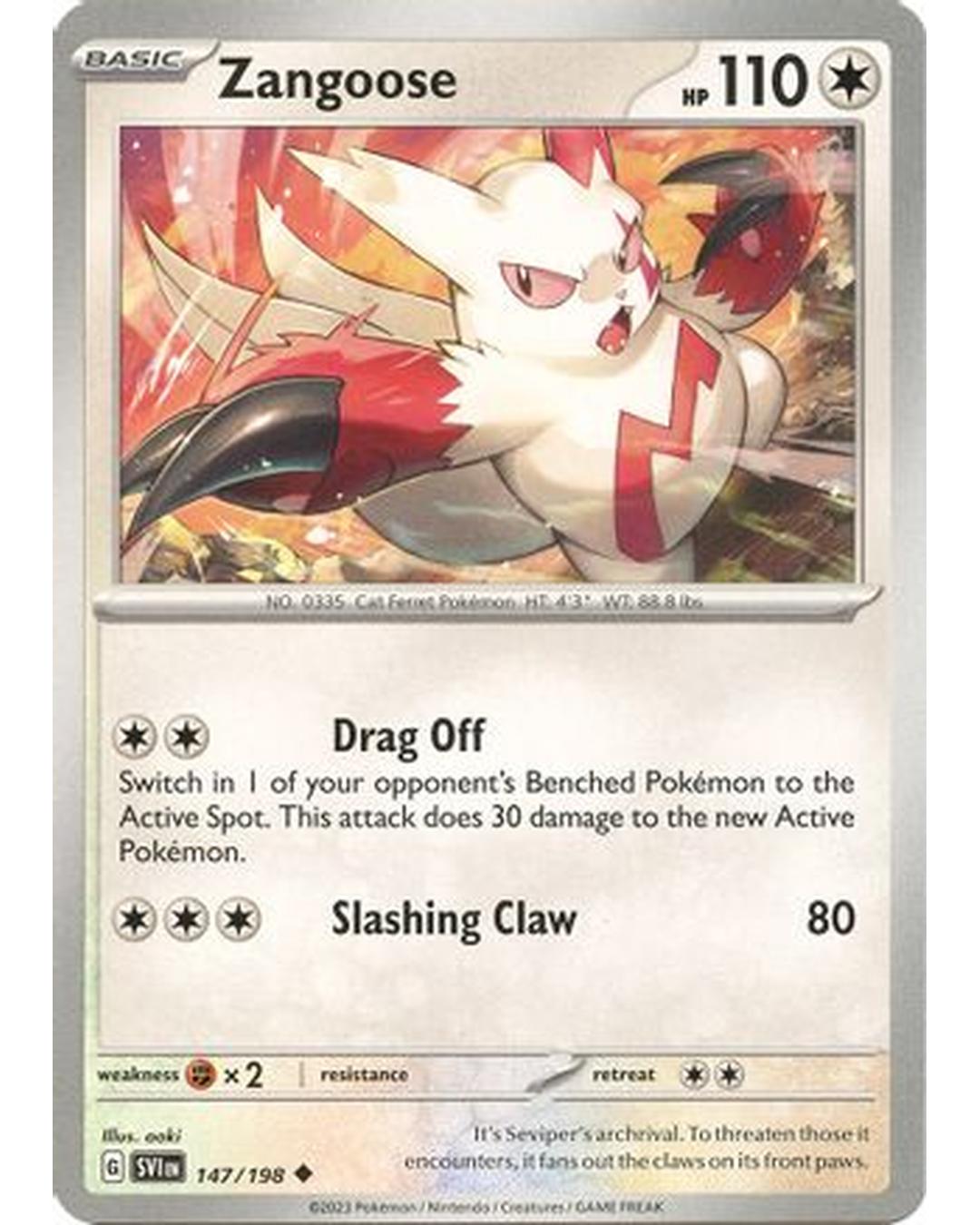Zangoose 147/198  - Reverse Holofoil SV01 Scarlet & Violet Base Set - Uncommon