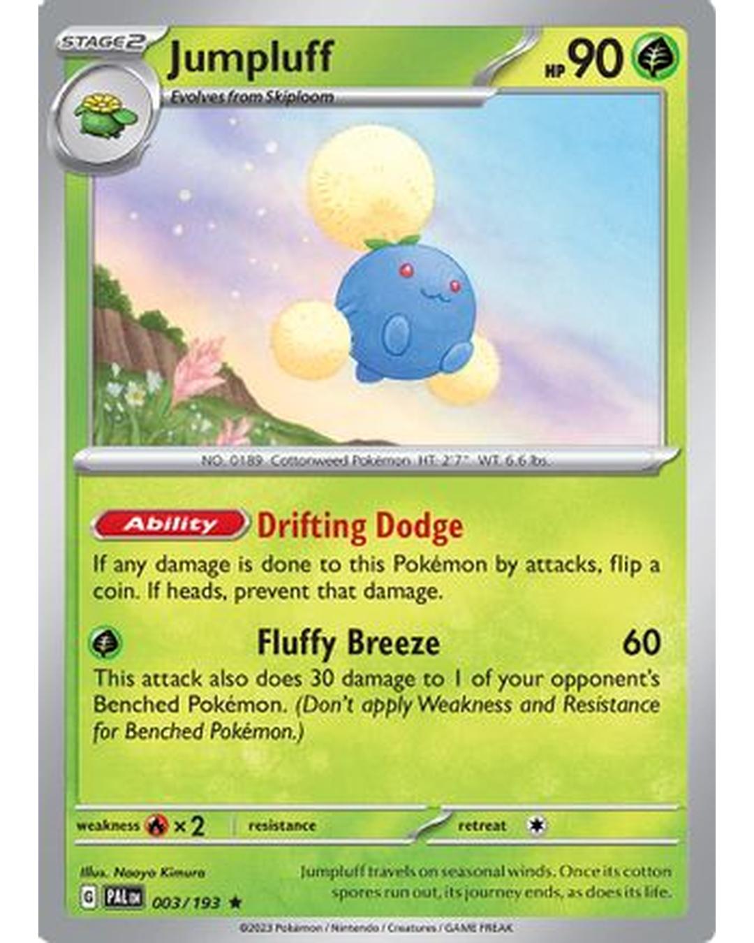 Jumpluff 003/193  - Reverse Holofoil SV02 Paldea Evolved - Rare