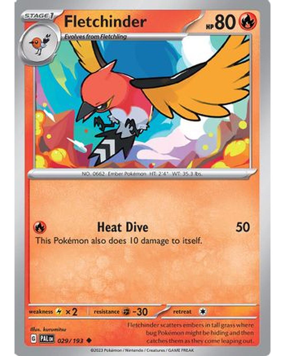 Fletchinder 029/193  - Reverse Holofoil SV02 Paldea Evolved - Uncommon
