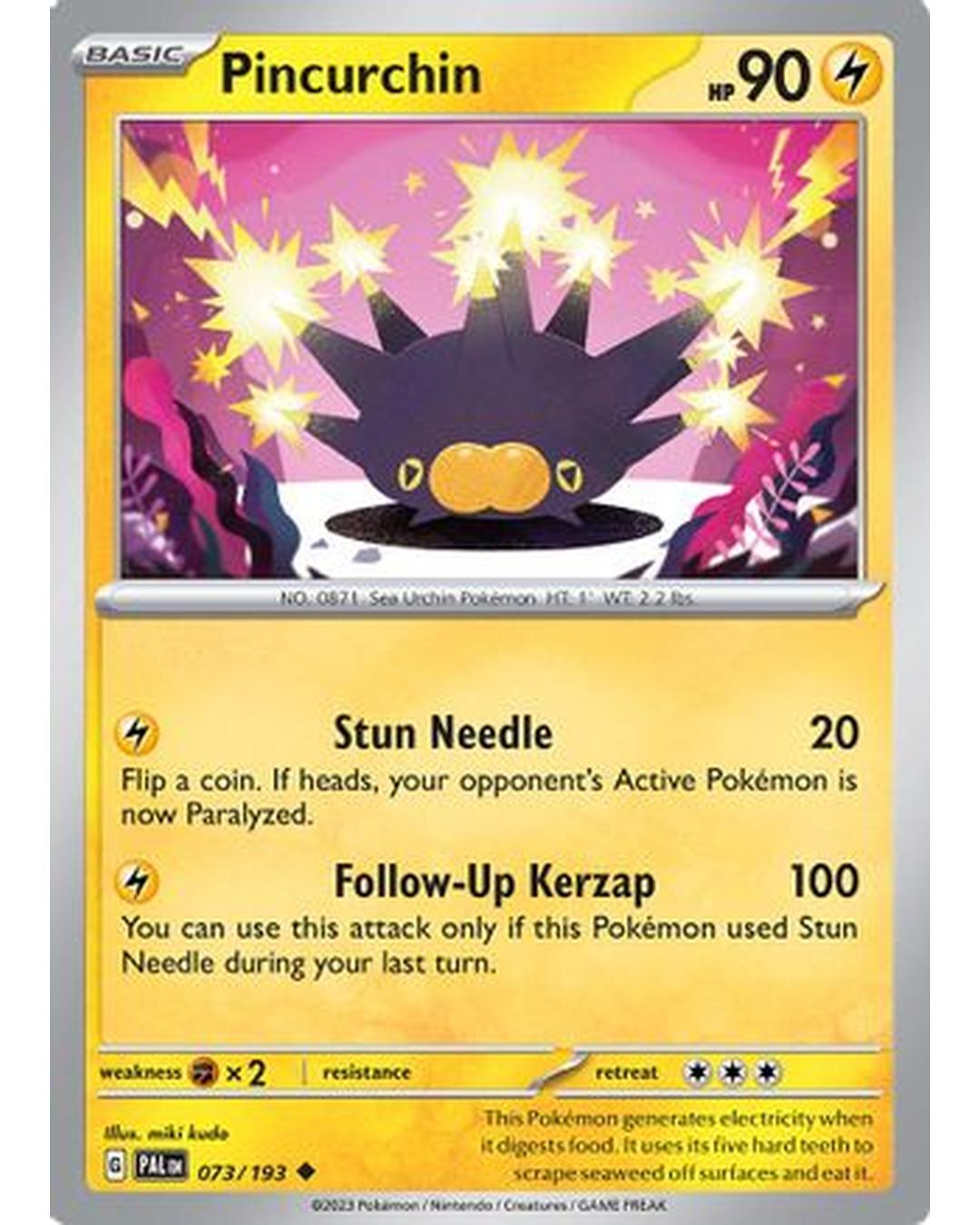 Pincurchin 073/193  - Reverse Holofoil SV02 Paldea Evolved - Uncommon