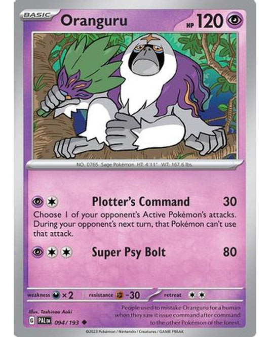Oranguru 094/193  - Reverse Holofoil SV02 Paldea Evolved - Uncommon