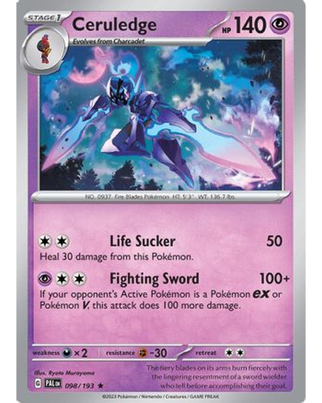 Ceruledge 098/193  - Reverse Holofoil SV02 Paldea Evolved - Rare