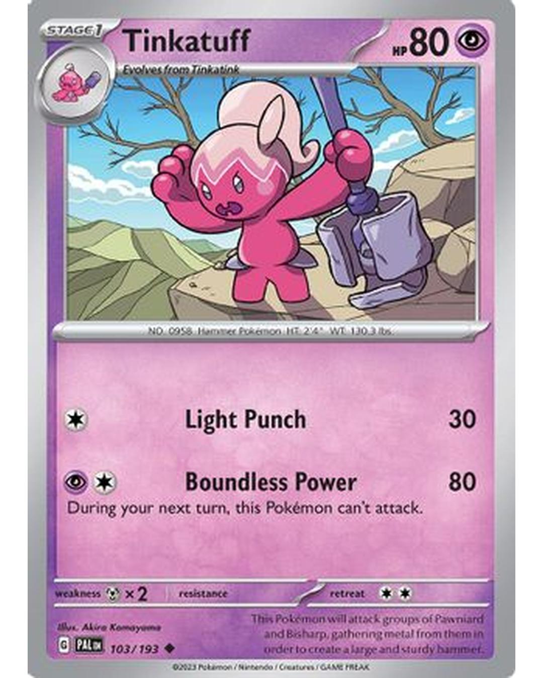 Tinkatuff 103/193  - Reverse Holofoil SV02 Paldea Evolved - Uncommon