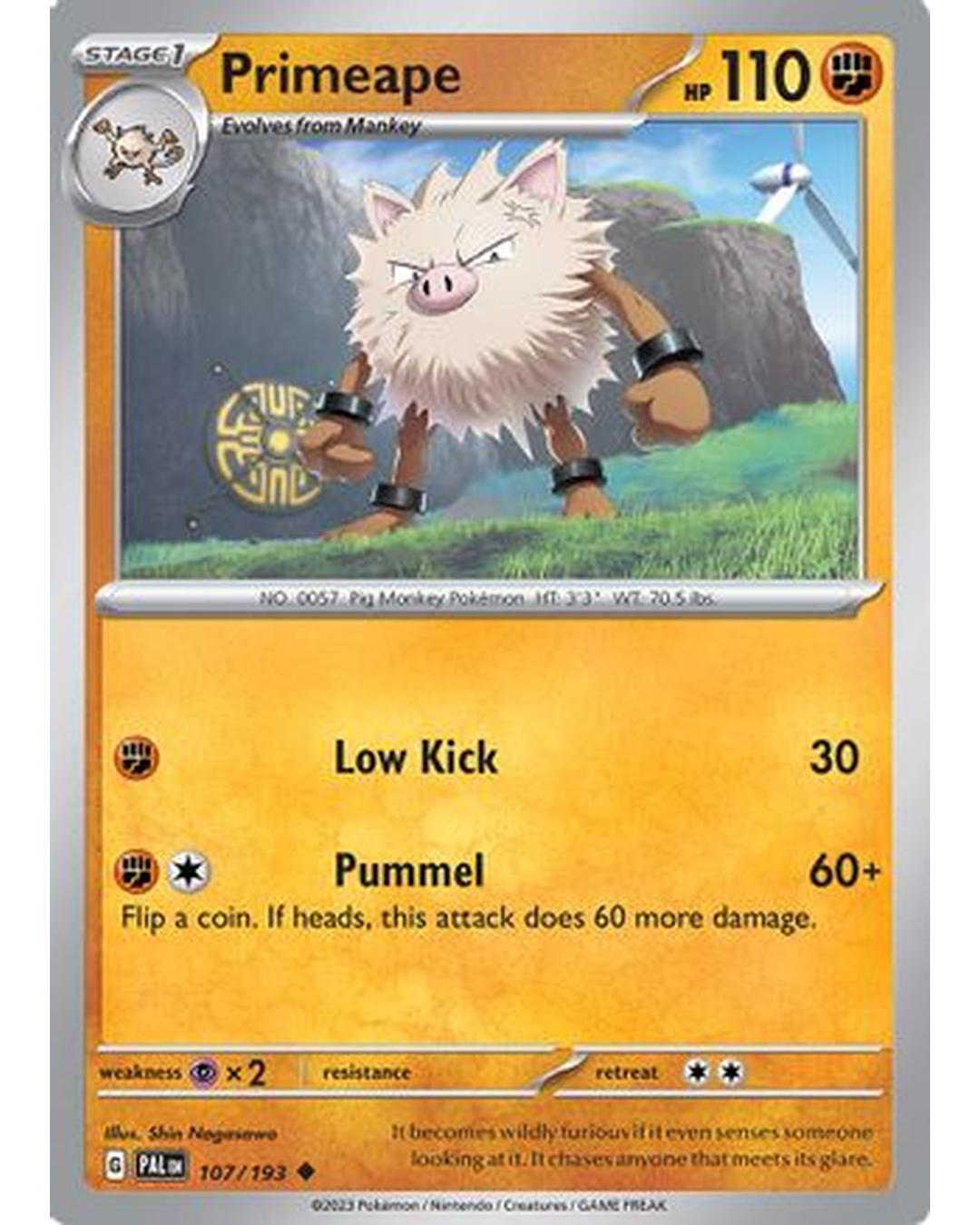 Primeape 107/193  - Reverse Holofoil SV02 Paldea Evolved - Uncommon