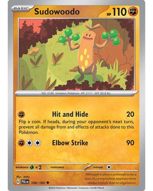 Sudowoodo 109/193  - Reverse Holofoil SV02 Paldea Evolved - Uncommon