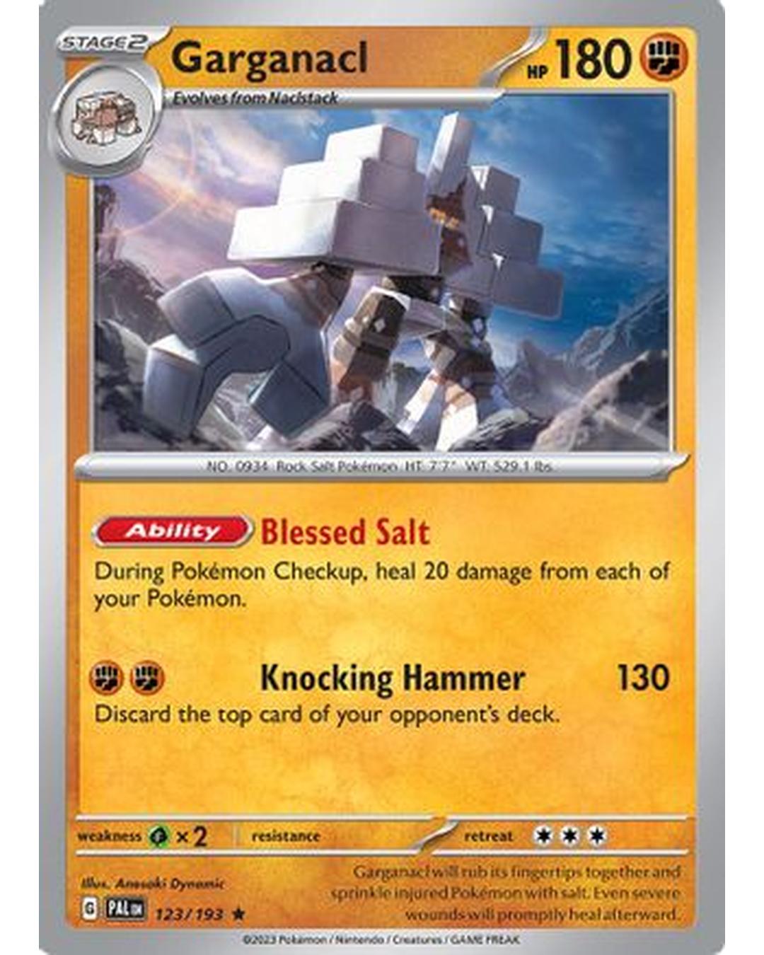 Garganacl 123/193  - Reverse Holofoil SV02 Paldea Evolved - Rare