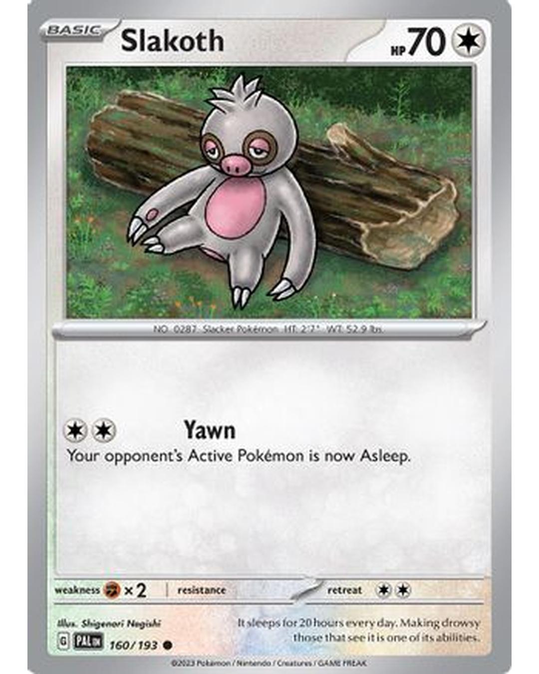 Slakoth 160/193  - Reverse Holofoil SV02 Paldea Evolved - Common