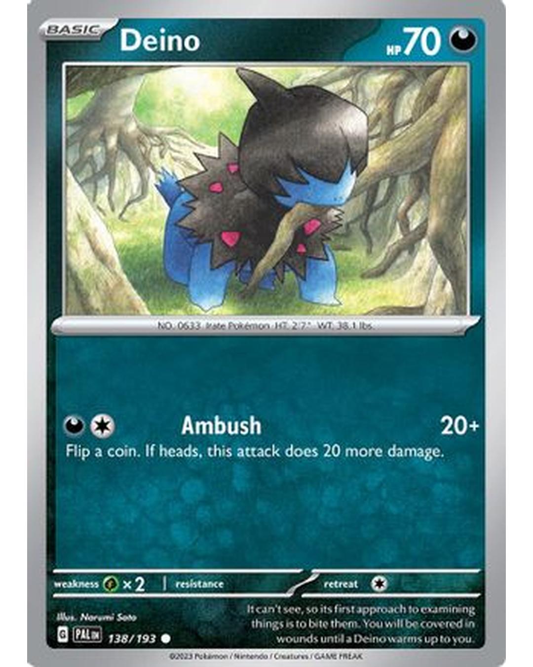 Deino 138/193  - Reverse Holofoil SV02 Paldea Evolved - Common