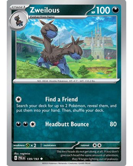 Zweilous 139/193  - Reverse Holofoil SV02 Paldea Evolved - Uncommon