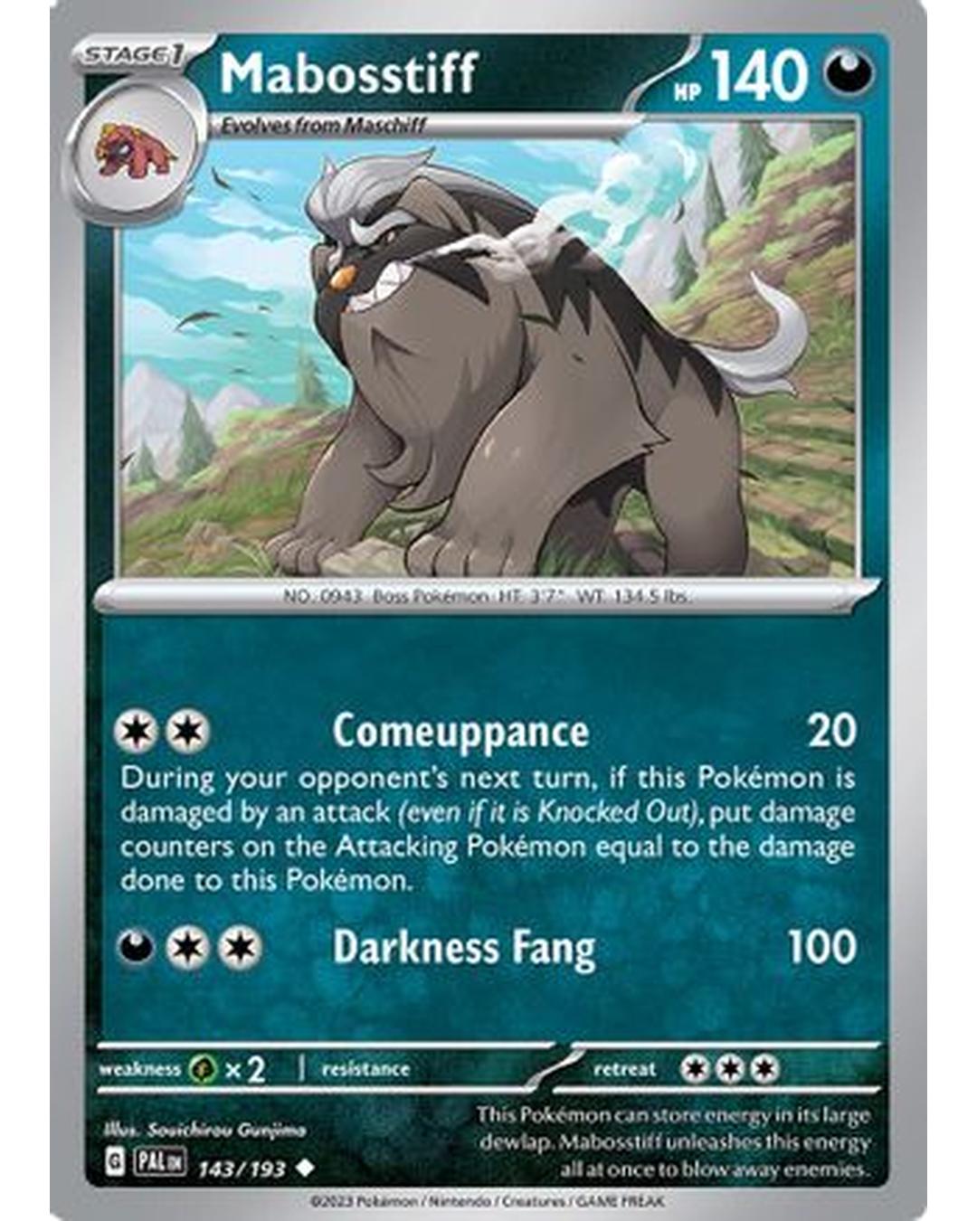 Mabosstiff 143/193  - Reverse Holofoil SV02 Paldea Evolved - Uncommon