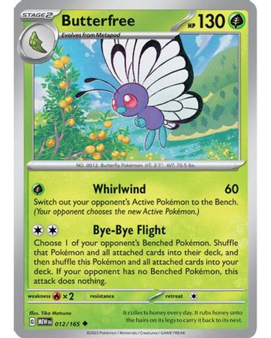 Butterfree 012/165  - Reverse Holofoil SV Scarlet & Violet 151 - Uncommon