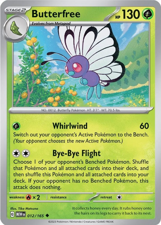 Butterfree 012/165  - Reverse Holofoil SV Scarlet & Violet 151 - Uncommon