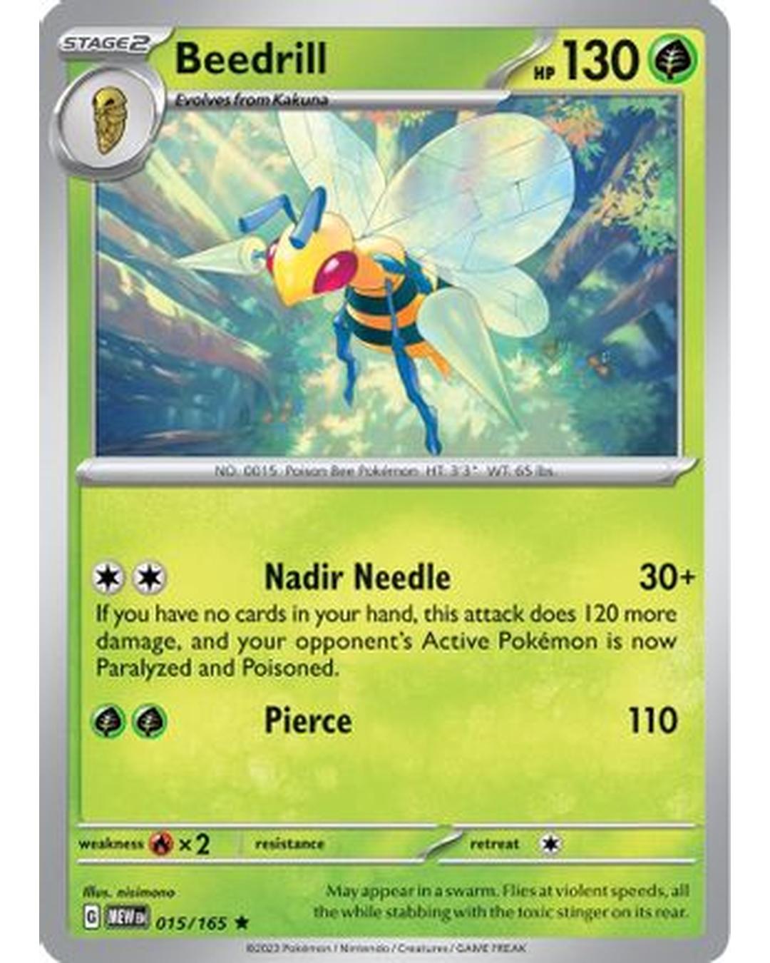 Beedrill 015/165  - Holofoil SV Scarlet & Violet 151 - Rare