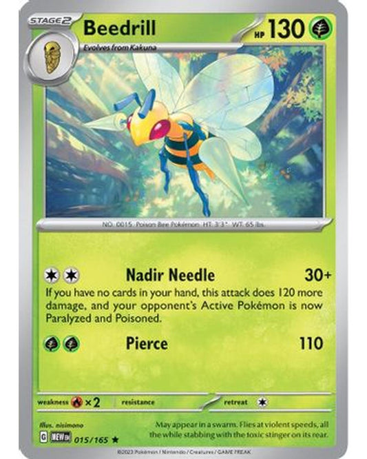 Beedrill 015/165  - Reverse Holofoil SV Scarlet & Violet 151 - Rare