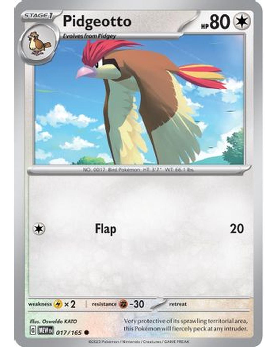 Pidgeotto 017/165  - Reverse Holofoil SV Scarlet & Violet 151 - Common