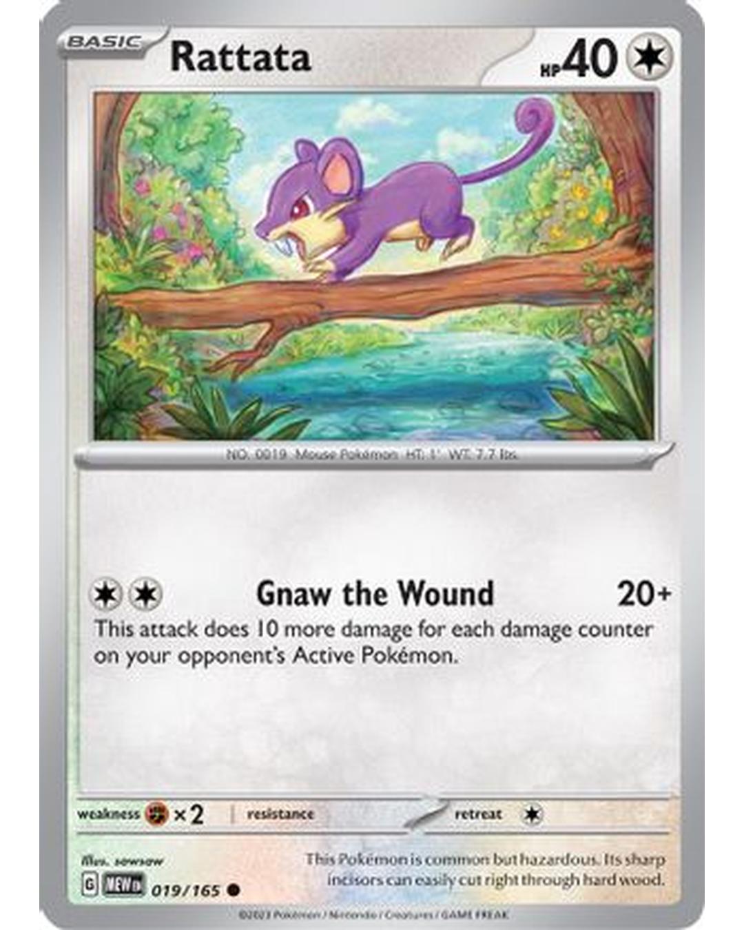 Rattata 019/165  - Reverse Holofoil SV Scarlet & Violet 151 - Common