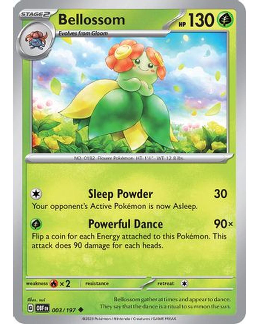 Bellossom 003/197  - Reverse Holofoil SV03 Obsidian Flames - Uncommon