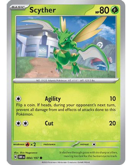 Scyther 004/197  - Reverse Holofoil SV03 Obsidian Flames - Common