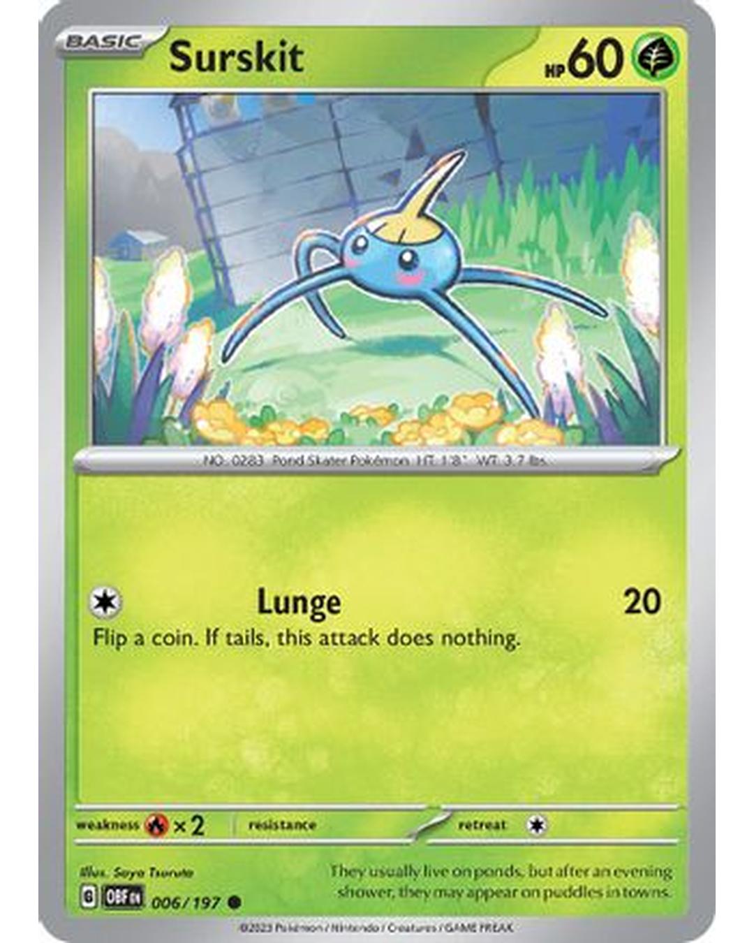 Surskit 006/197  - Reverse Holofoil SV03 Obsidian Flames - Common