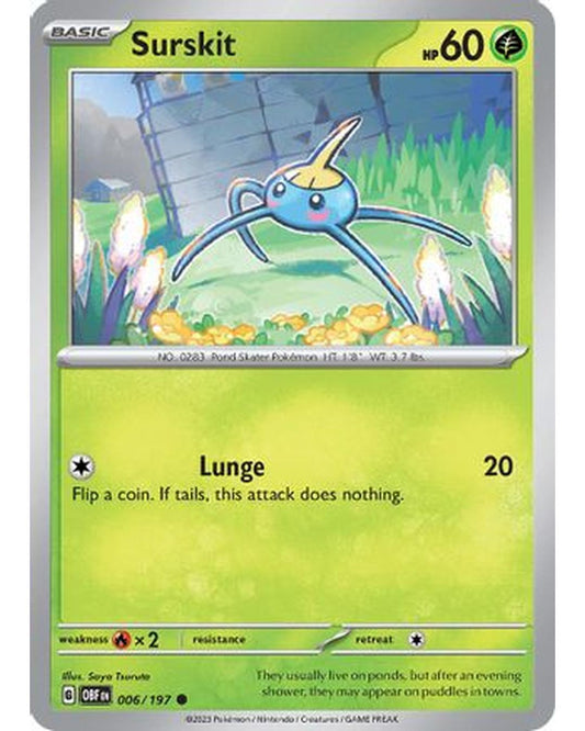 Surskit 006/197  - Reverse Holofoil SV03 Obsidian Flames - Common