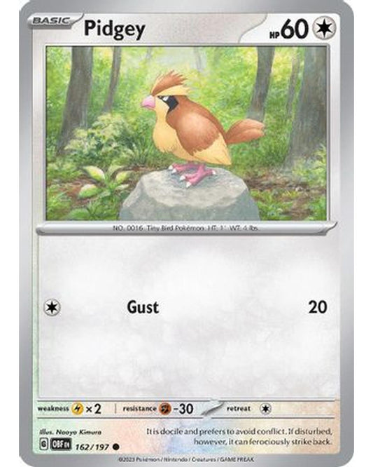 Pidgey 162/197  - Reverse Holofoil SV03 Obsidian Flames - Common