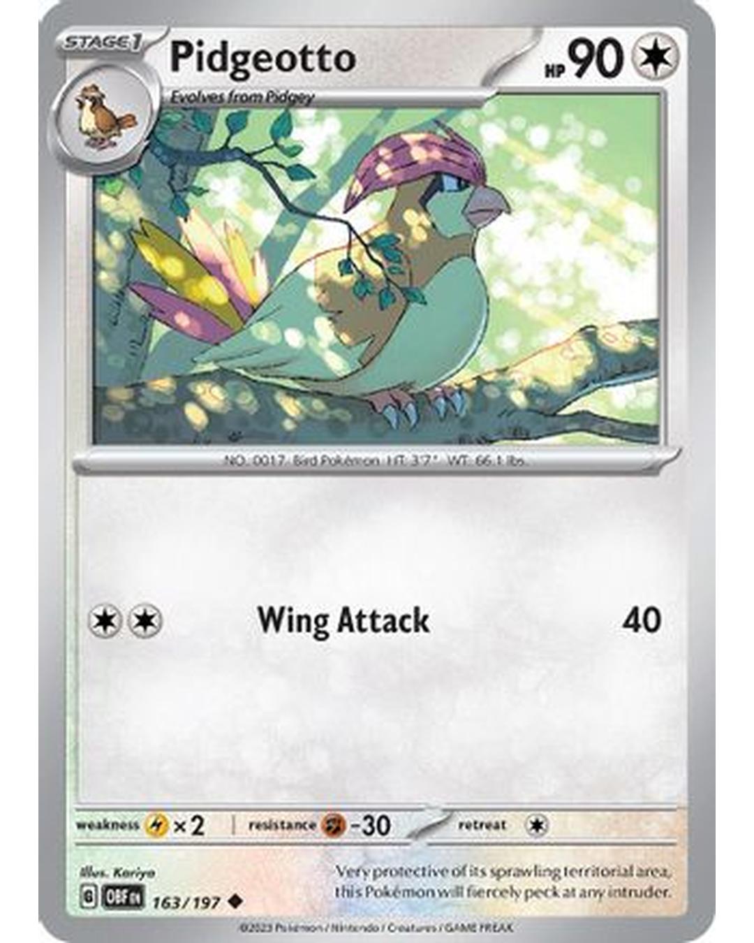 Pidgeotto 163/197  SV03 Obsidian Flames - Uncommon