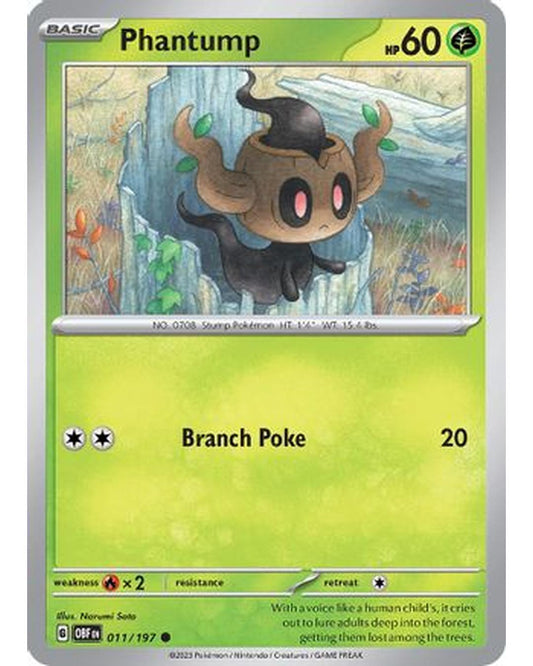 Phantump 011/197  - Reverse Holofoil SV03 Obsidian Flames - Common