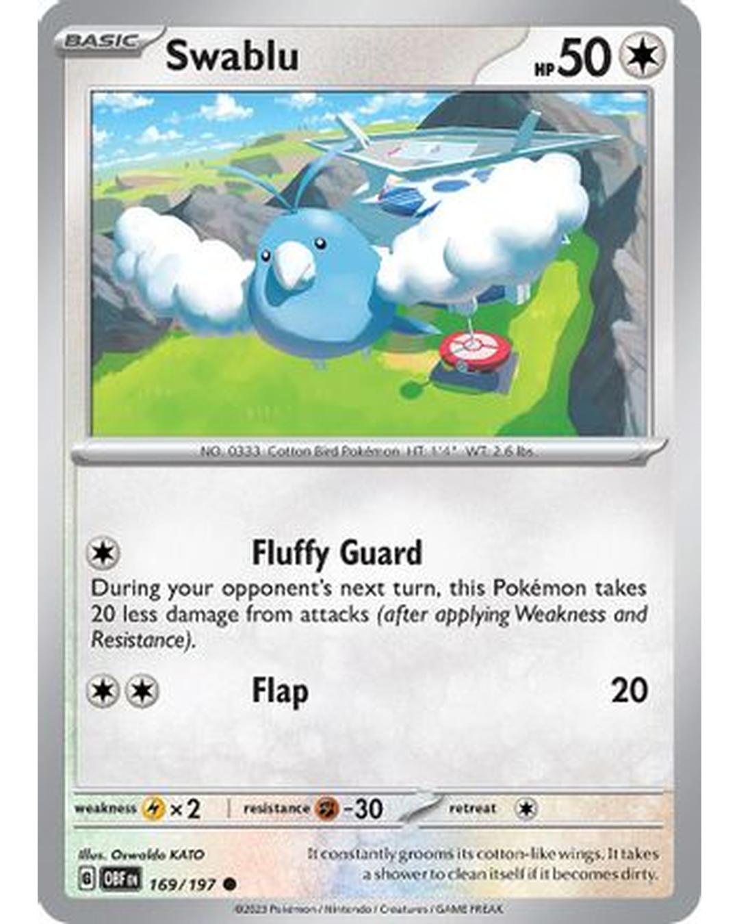 Swablu 169/197  SV03 Obsidian Flames - Common