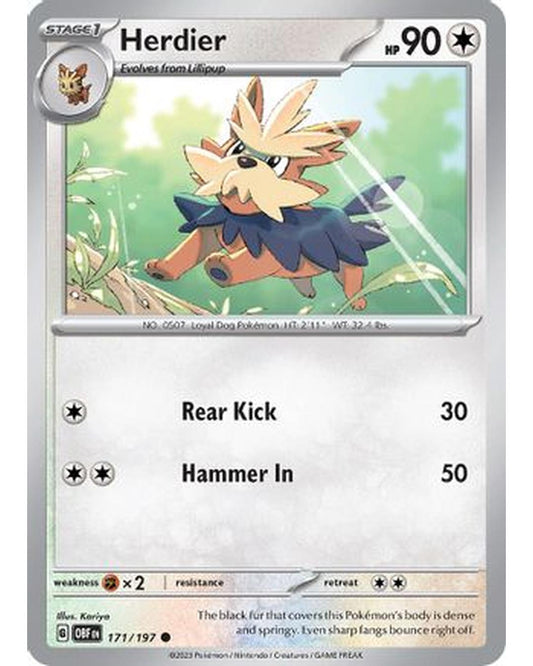 Herdier 171/197  - Reverse Holofoil SV03 Obsidian Flames - Common