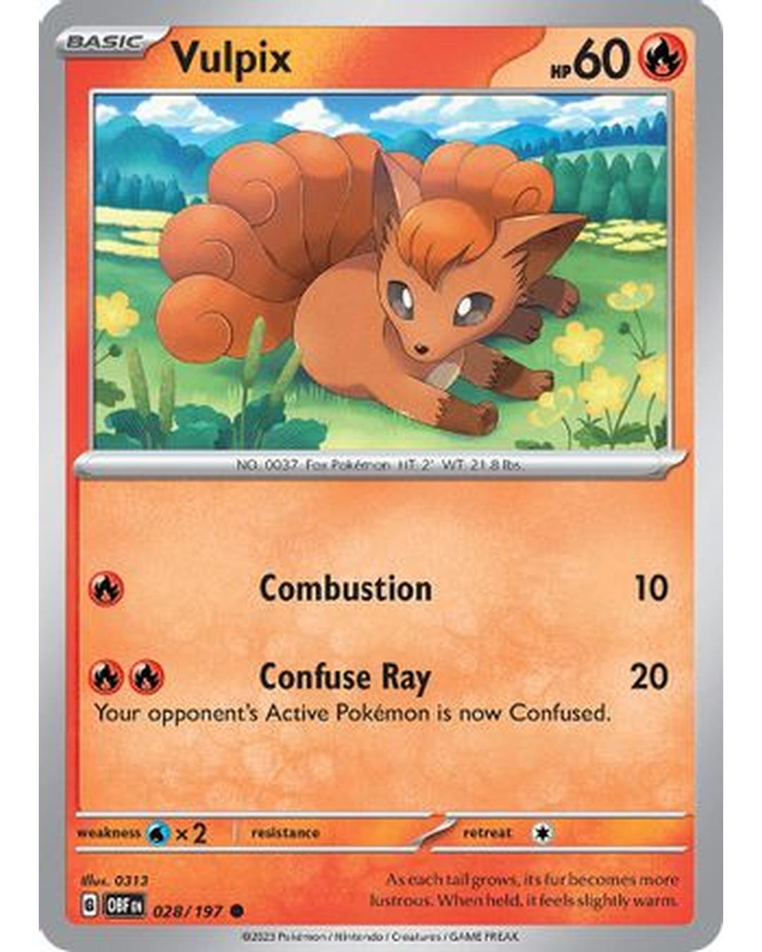 Vulpix 028/197  - Reverse Holofoil SV03 Obsidian Flames - Common