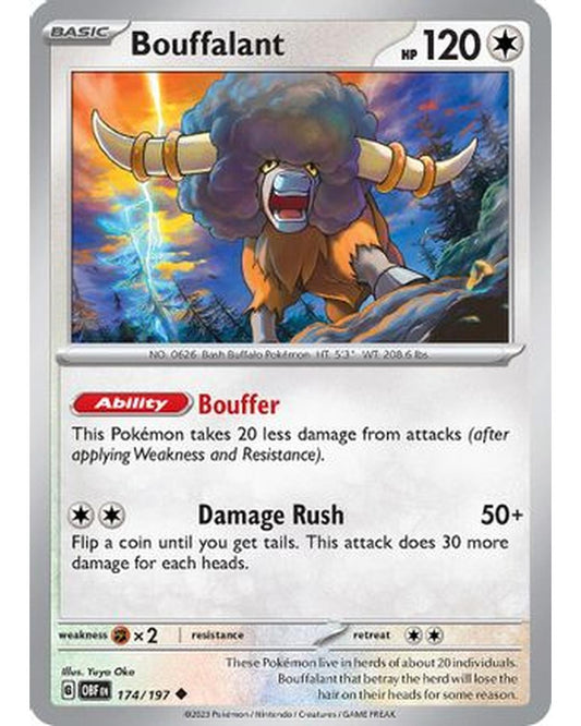 Bouffalant 174/197  - Reverse Holofoil SV03 Obsidian Flames - Uncommon