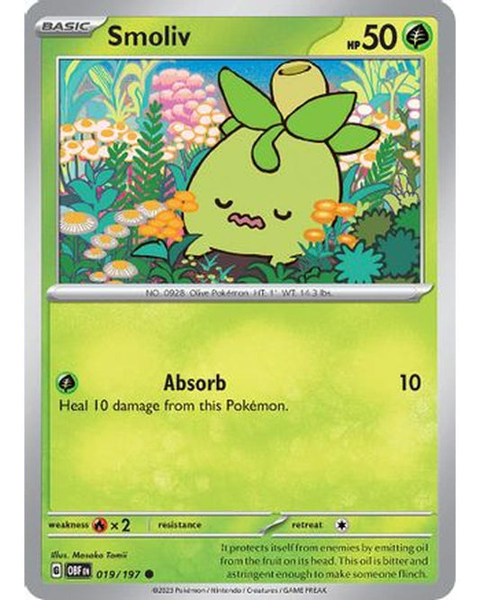 Smoliv 019/197  - Reverse Holofoil SV03 Obsidian Flames - Common